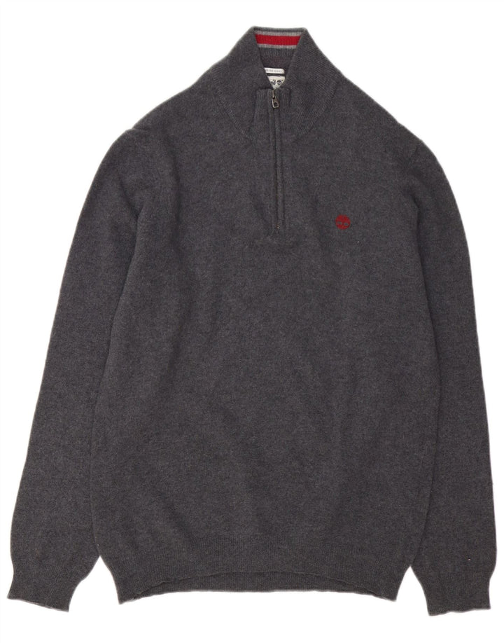 Timberland Herre Zip Neck Jumper Sweater Stor Grå Merinould