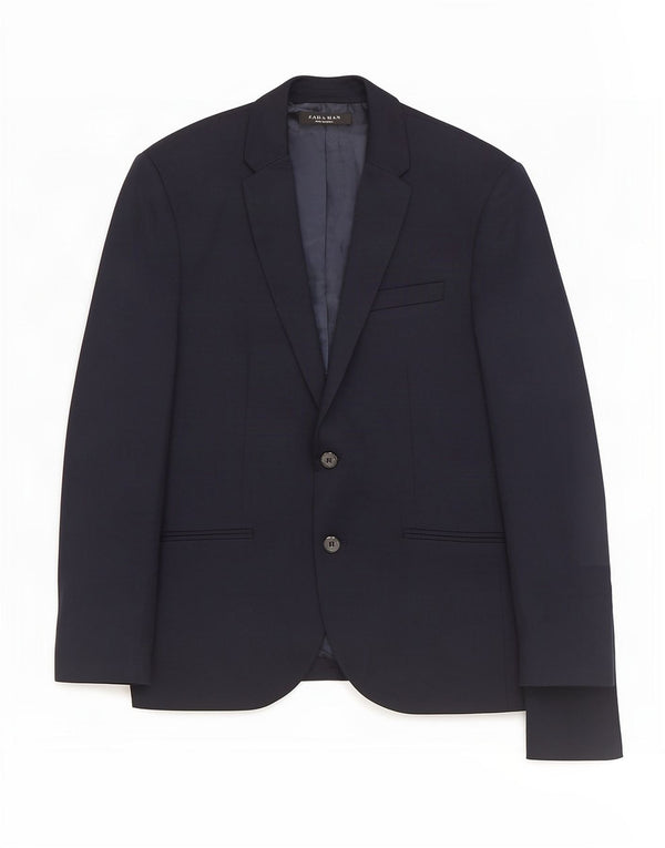Zara Mens 2 Button Blazer Jacket UK 38 Medium Navy Blue Polyester