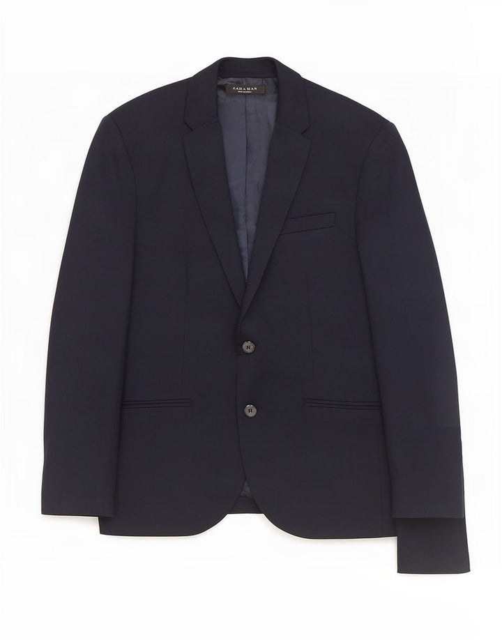 Zara Herre 2-knaps blazerjakke UK 38 Medium Navy Blue Polyester