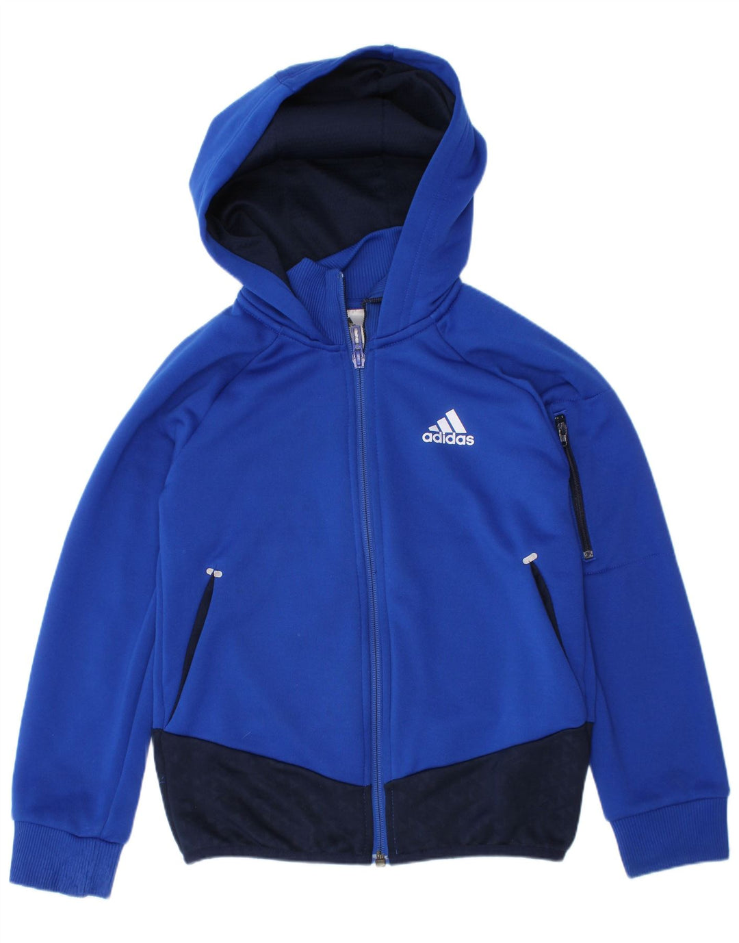 Adidas Boys Climalite hættetrøje med lynlås 7-8 år Blue Colourblock
