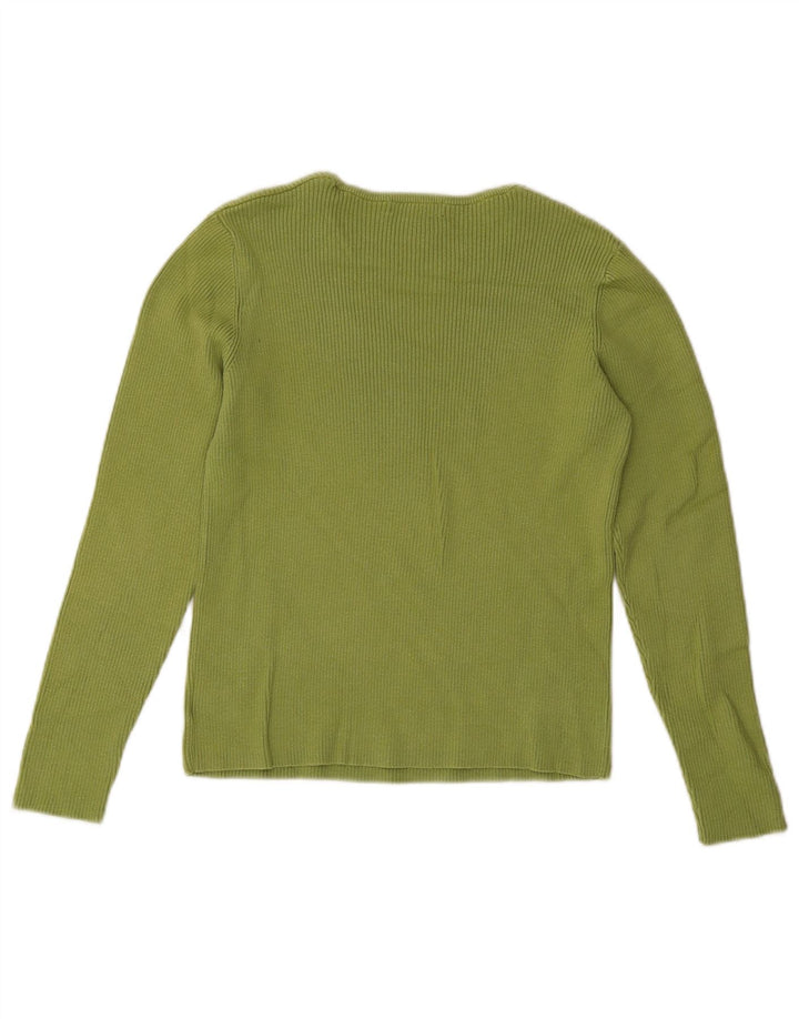 Eddie Bauer Dame Crop Top Langærmet UK 12 Medium Grøn Bomuld