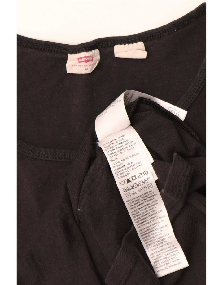 Levi's Dame T-Shirt Top UK 12 Medium Sort Bomuld