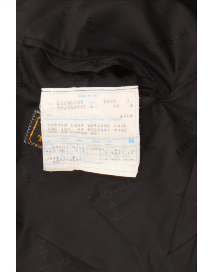 Trussardi Herre Dobbeltradet Blazerjakke IT 52 XL Sort Virgin Wool