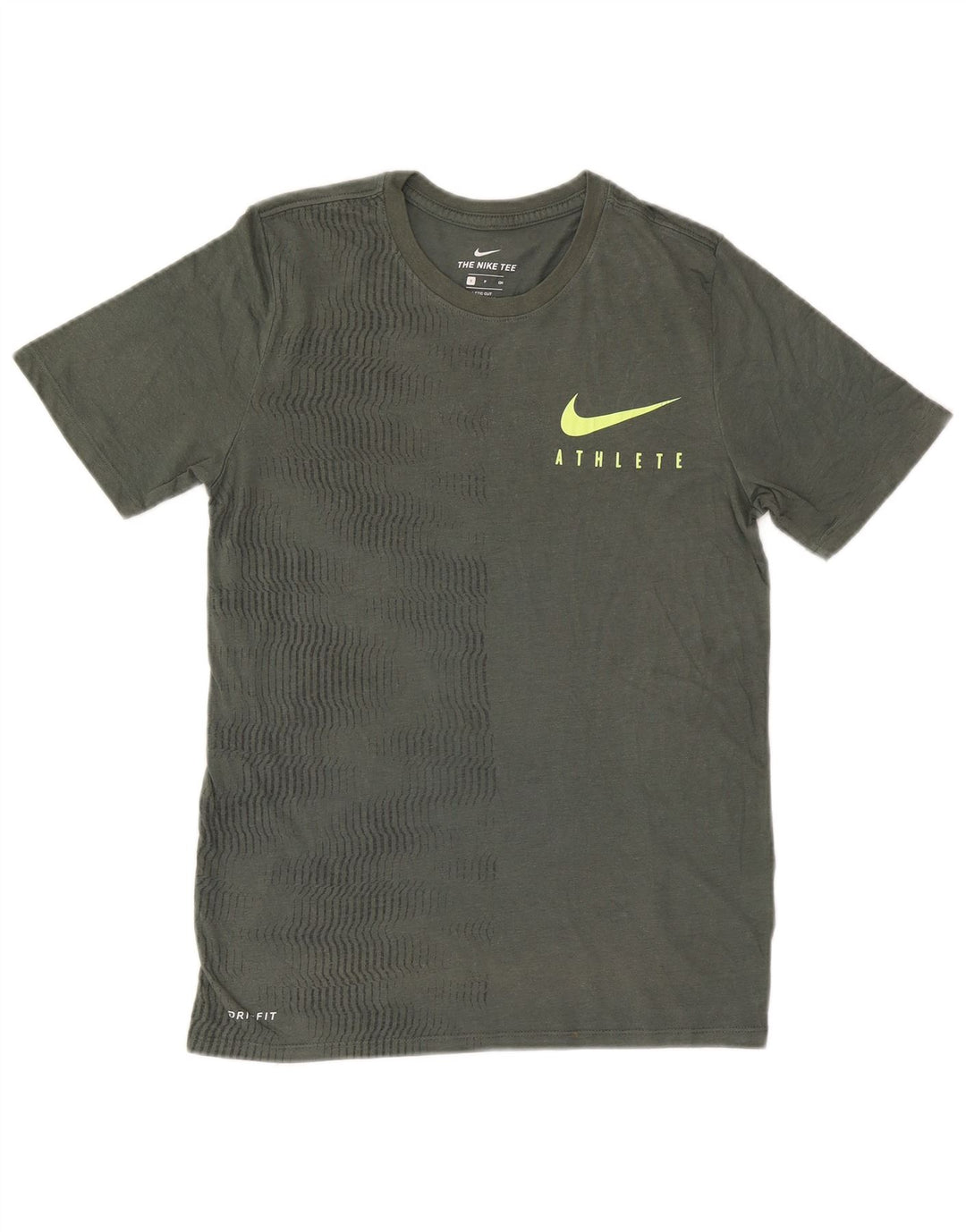 NIKE herre Dri Fit T-shirt top lille kaki stribet polyester