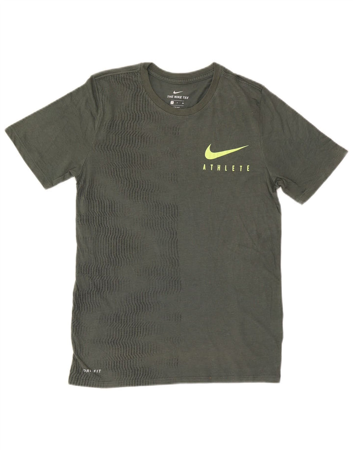 NIKE herre Dri Fit T-shirt top lille kaki stribet polyester