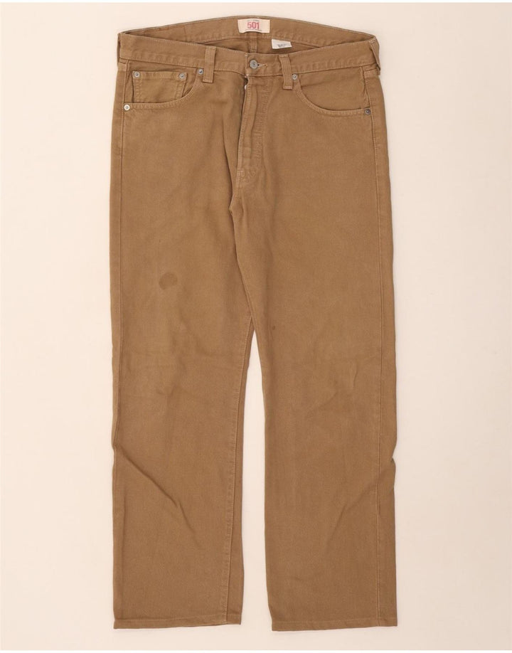Levi's Herre 501 Straight Jeans W33 L30 Beige Bomuld