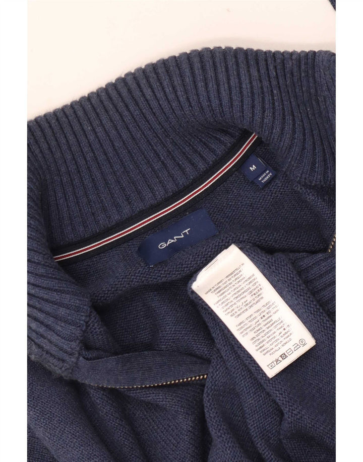 Gant Herre Zip Neck Jumper Sweater Medium Navy Blue Bomuld