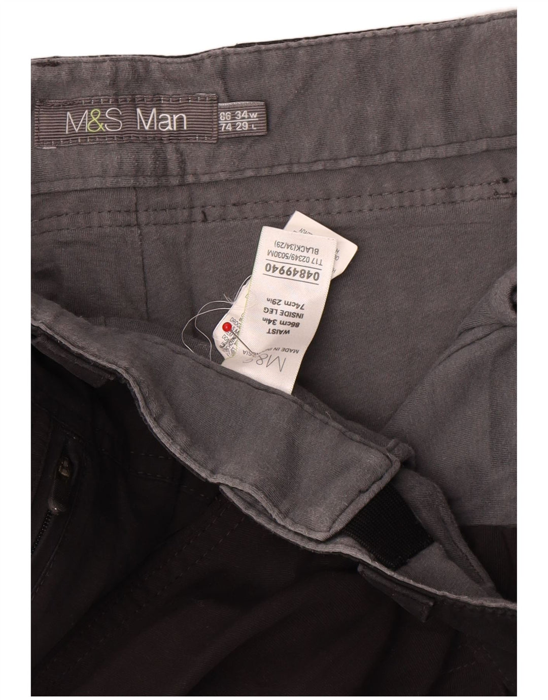 Marks & Spencer Herre Straight Cargo Bukser W34 L29 Sort Polyamid