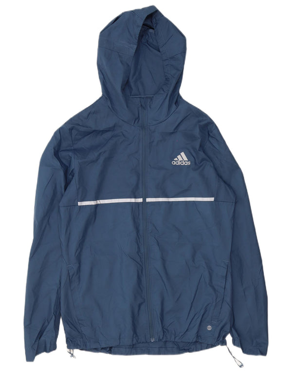 Adidas Regnjakke med hætte til mænd UK 38 Medium Navy Blue Polyester