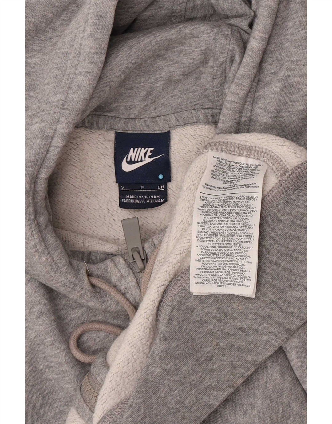 Nike hættetrøje med lynlås til mænd, lille grå flækket bomuld