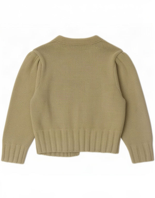 Zara Womens Crop Open Cardigan Sweater UK 14 Large Green Cotton