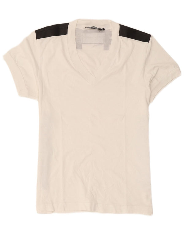 Dolce & Gabbana Grafisk T-shirt top til kvinder IT 44 Medium White Colourblock