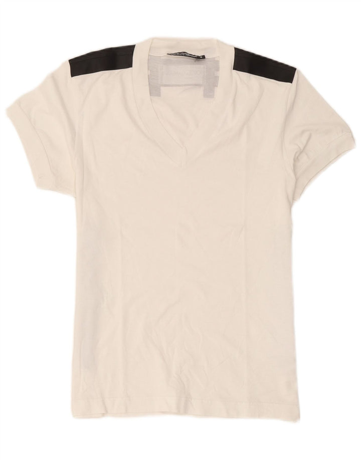 Dolce & Gabbana Grafisk T-shirt top til kvinder IT 44 Medium White Colourblock
