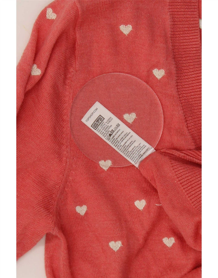 Topshop kvinders abstrakt mønster cardigan sweater UK 12 Medium Pink Heart