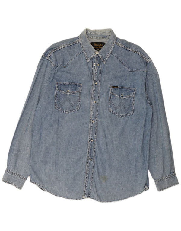 Wrangler denimskjorte til mænd 2XL blå bomuld