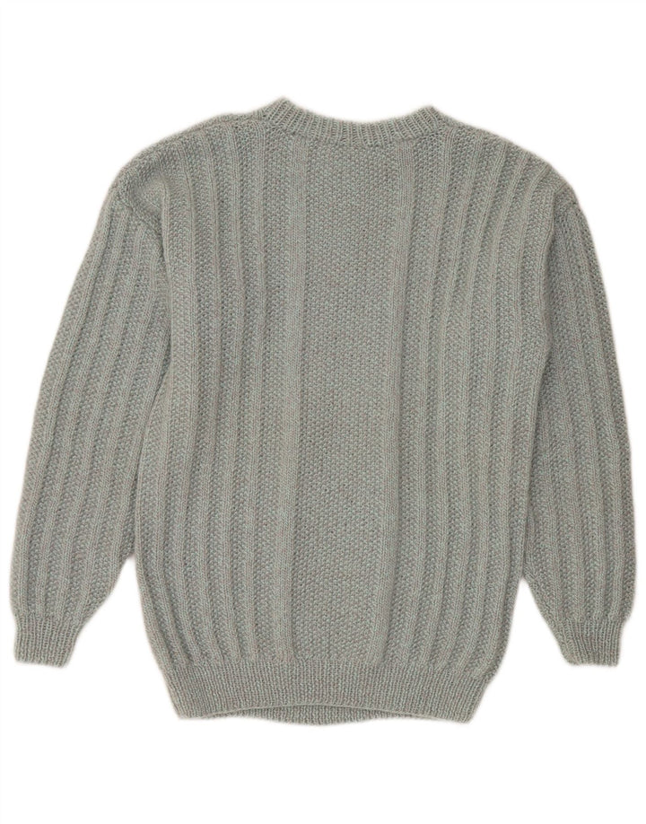Vintage herre sweater med rund hals, mellemgrå