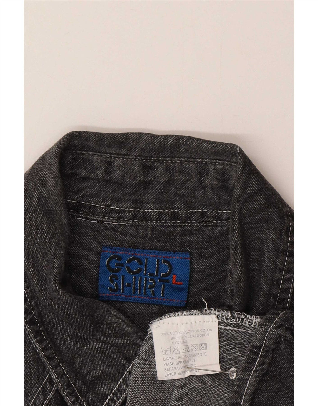 Vintage herreskjorte stor grå bomuld