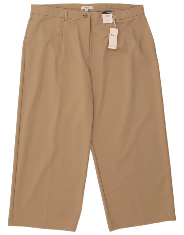 Marks & Spencer kvinders højtaljede chinobukser UK 24 4XL W44 L28 Beige