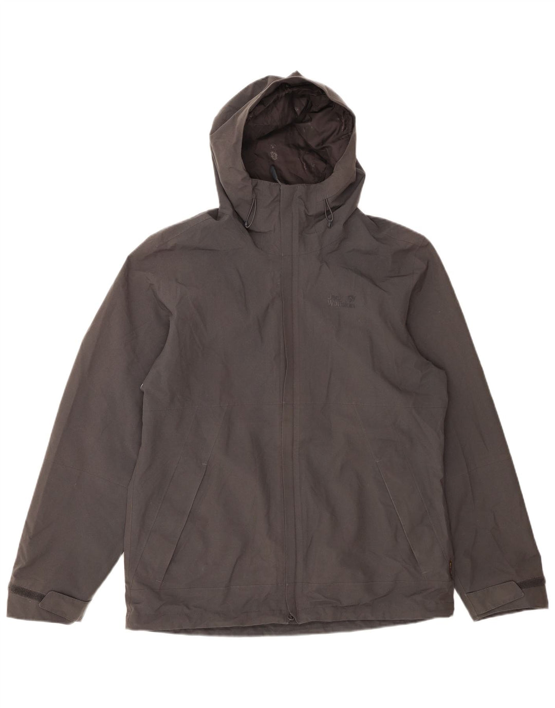JACK WOLFSKIN Herre Hættevindjakke UK 40 Medium Grå Polyester