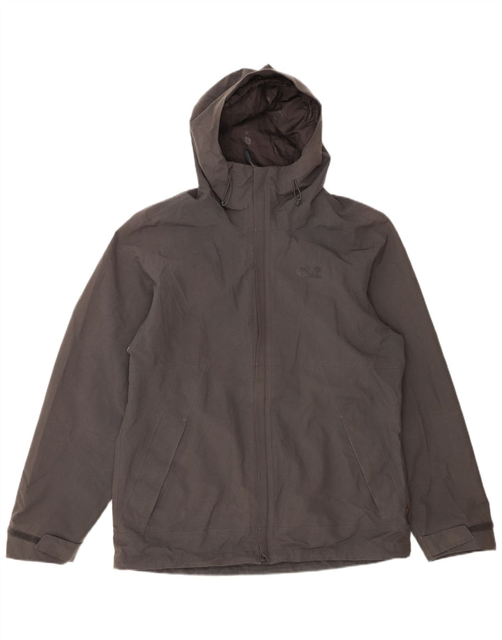 JACK WOLFSKIN Herre Hættevindjakke UK 40 Medium Grå Polyester