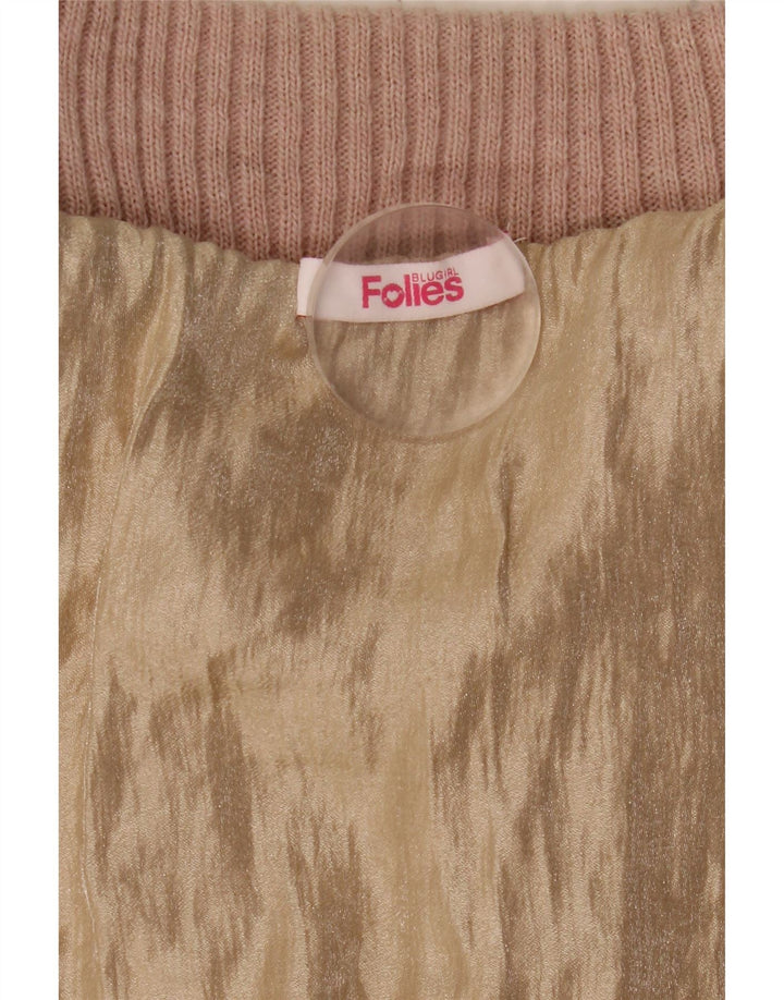Vintage Dame Oversized Velour Quiltet Overfrakke UK 10 Small Pink Polyester