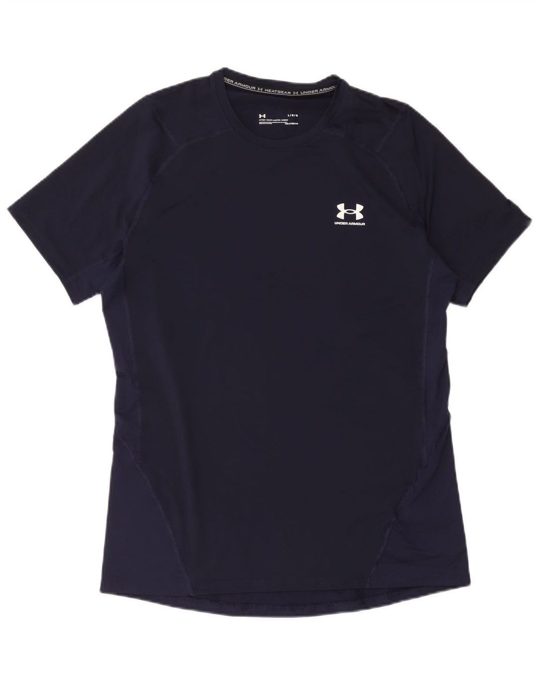 Under Armour Herre Heat Gear T-Shirt Top Large Navy Blue Polyester