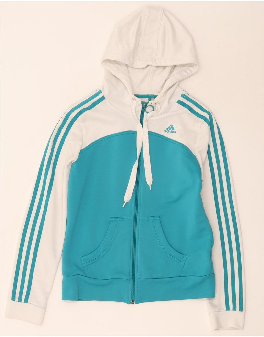 Adidas Dame Hættetrøje Sweater UK 12 Medium White Colourblock Polyester