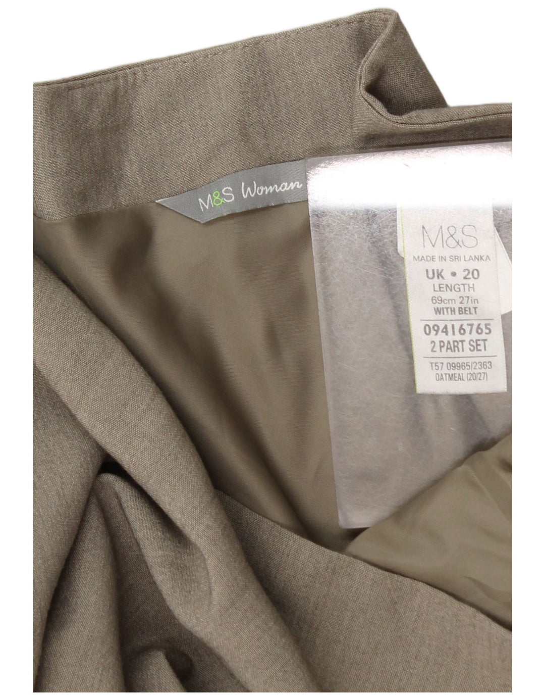 Marks & Spencer Womens Pencil Skirt UK 20 2XL W42 Beige Polyester