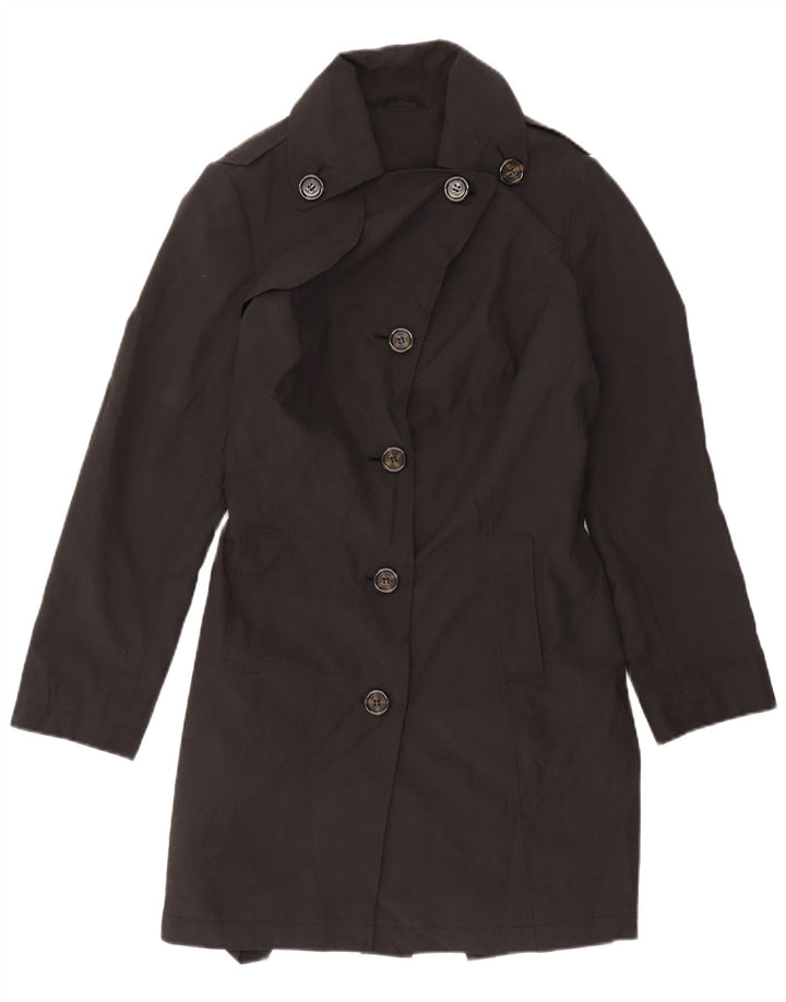 Marks & Spencer Trench Coat til kvinder UK 14 Stor sort polyester