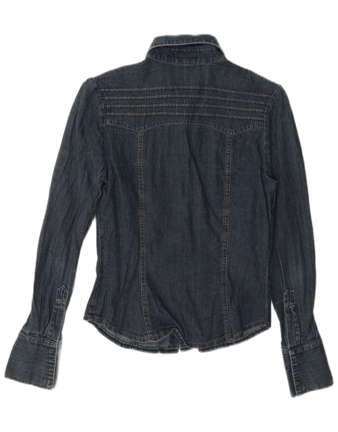 Oasis Dame Denim Shirt UK 8 Small Navy Blue Cotton