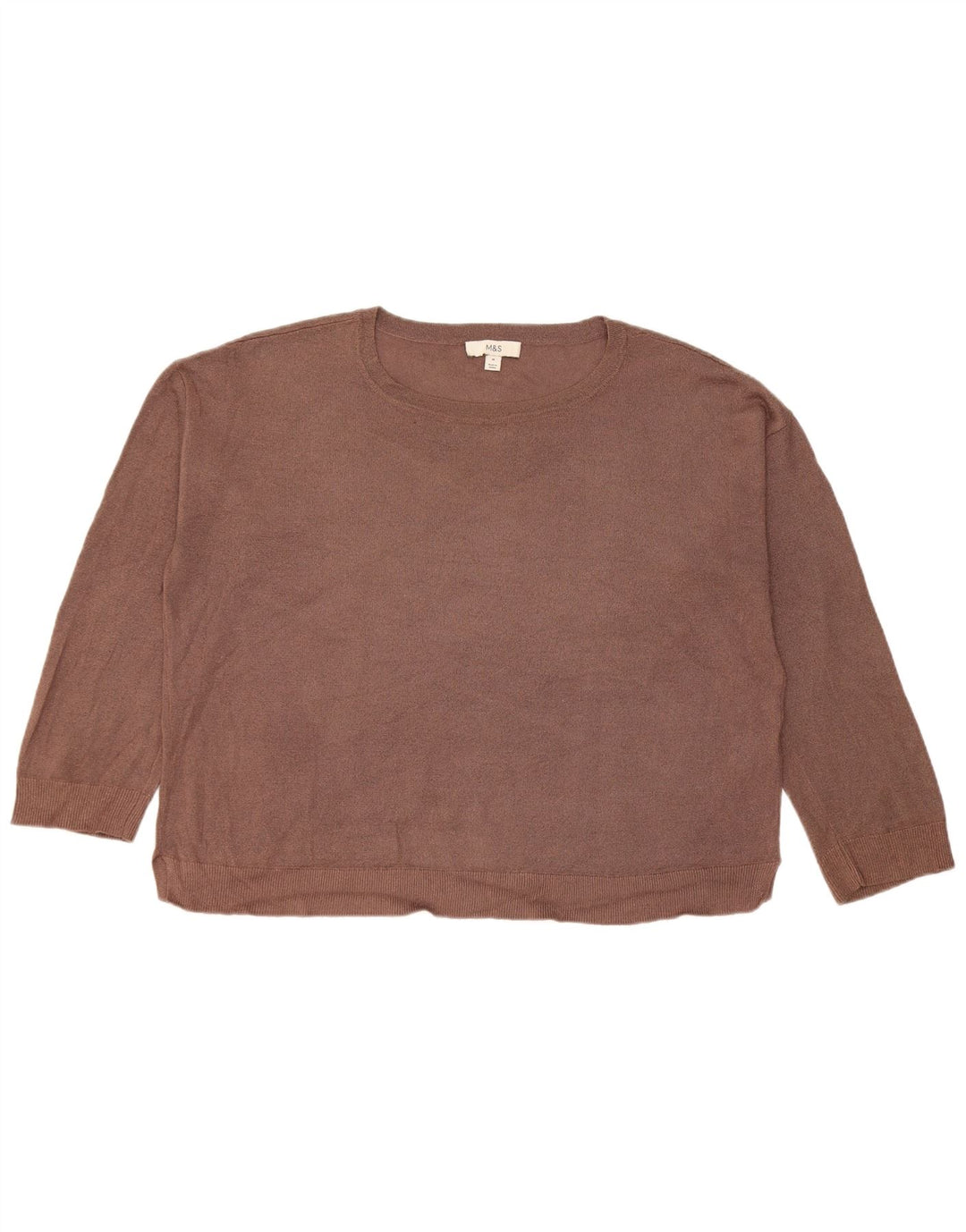 Marks & Spencer Dame Boat Neck Jumper Sweater UK 14 Medium Brown