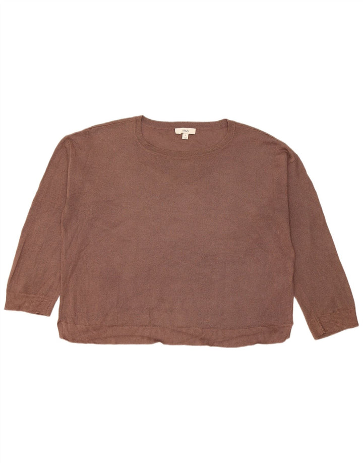 Marks & Spencer Dame Boat Neck Jumper Sweater UK 14 Medium Brown