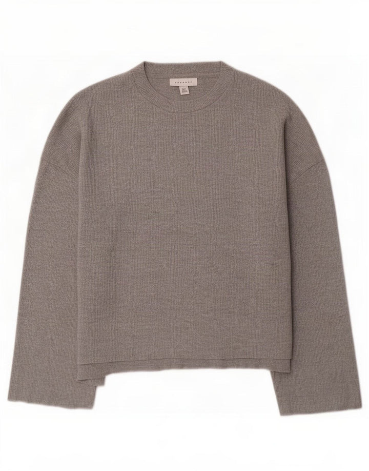 Topshop Dame Oversized Top 3/4 ærme UK 10 Small Grå