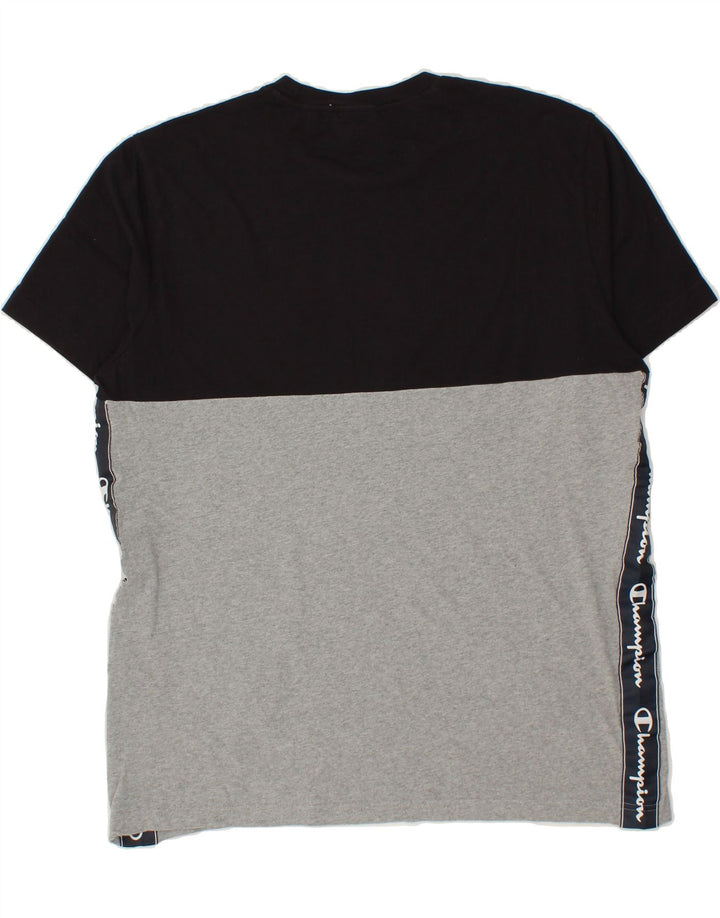 CHAMPION Mens Graphic T-Shirt Top Large Black Colourblock Vintage Champion and Second-Hand Champion from Messina Hembry 