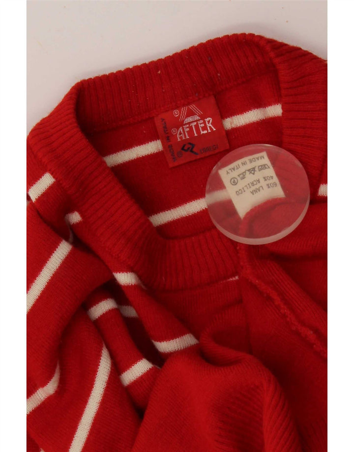 Vintage trøje med rund hals til mænd mellem rød stribet uld