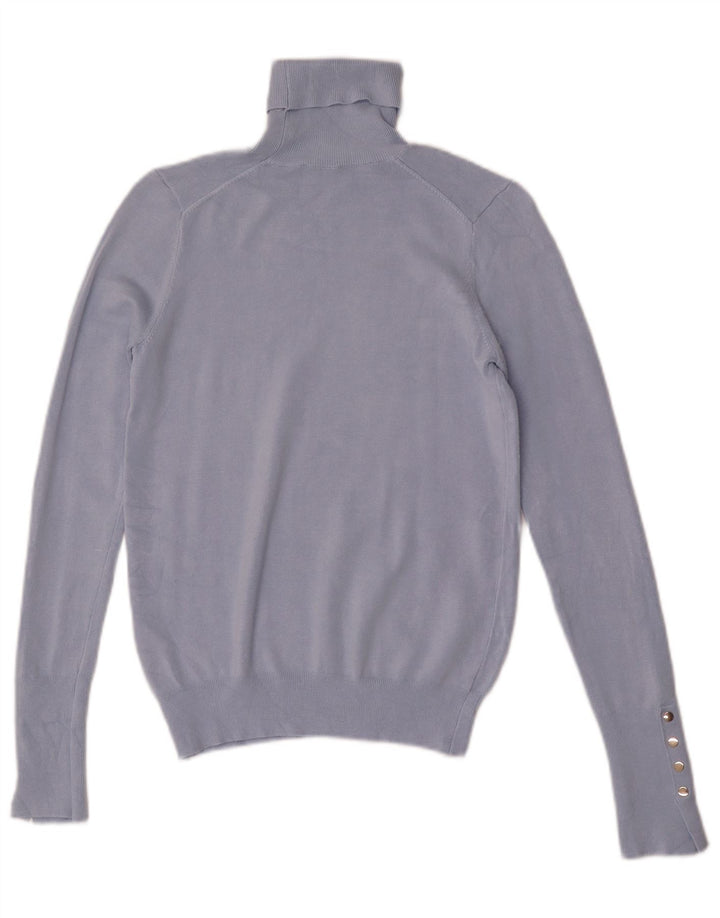 Zara Dame Rullehals Sweater UK 10 Small Blue Viscose