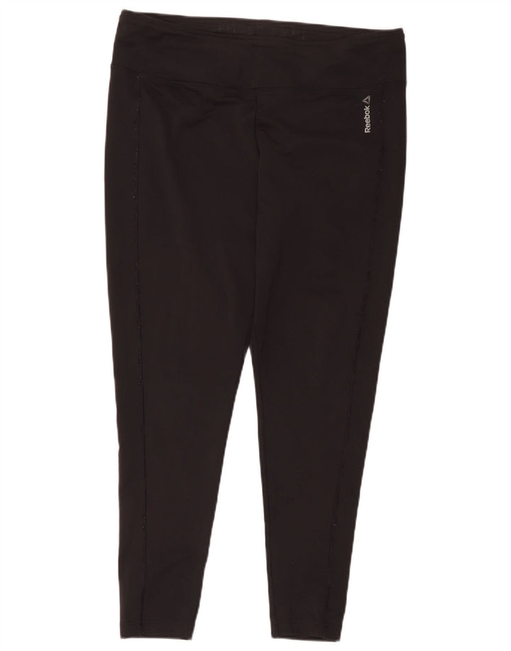 Reebok Dame Leggings UK 20/22 XL Sort Polyester