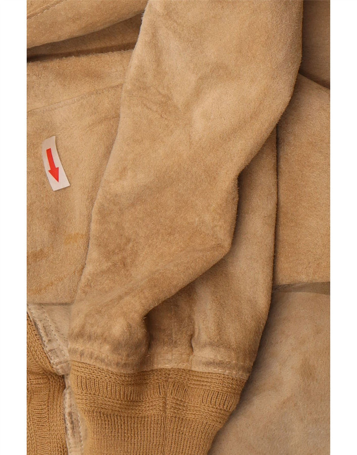 Vintage dame ruskind bomberjakke IT 48 XL Beige