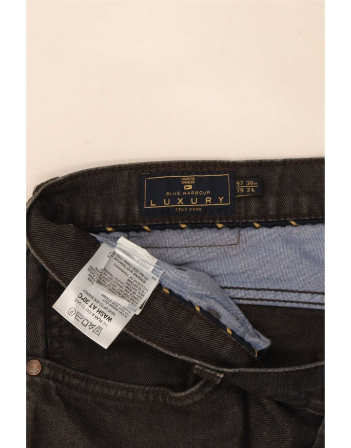 Marks & Spencer Herre Blue Harbor Straight Jeans W38 L31 Sort Bomuld