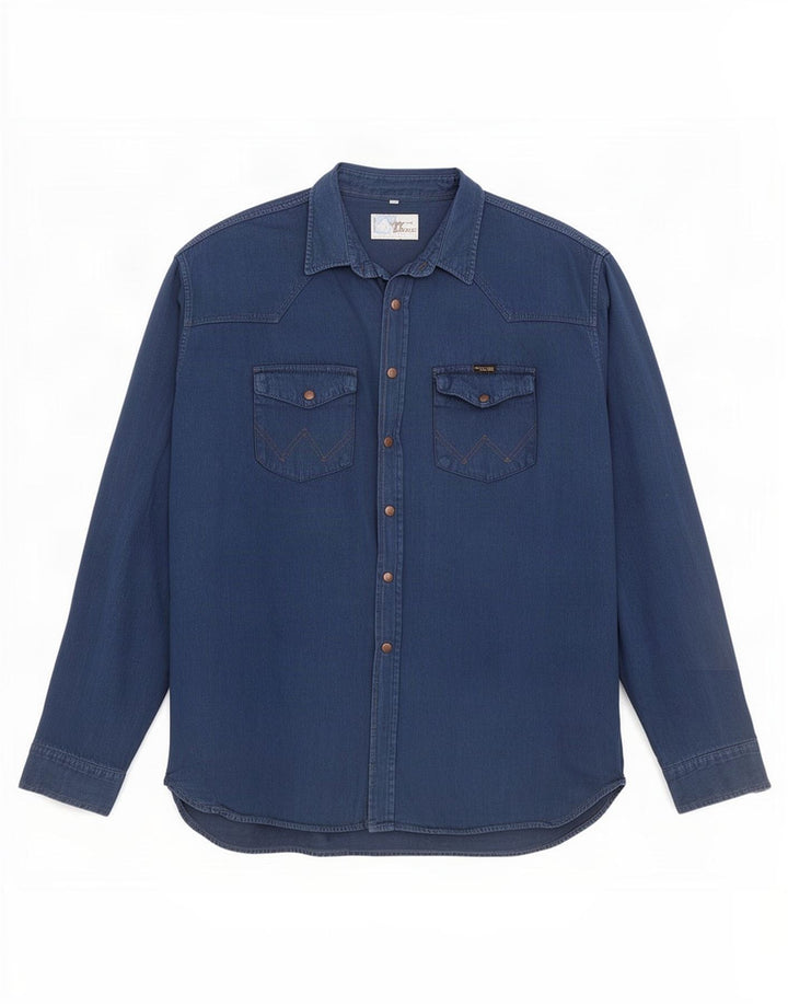 Wrangler herreskjorte XL marineblå bomuld