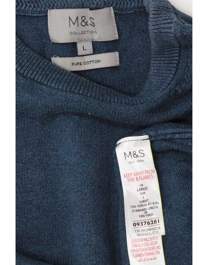 Marks & Spencer Herre sweater med rund hals, stor marineblå bomuld