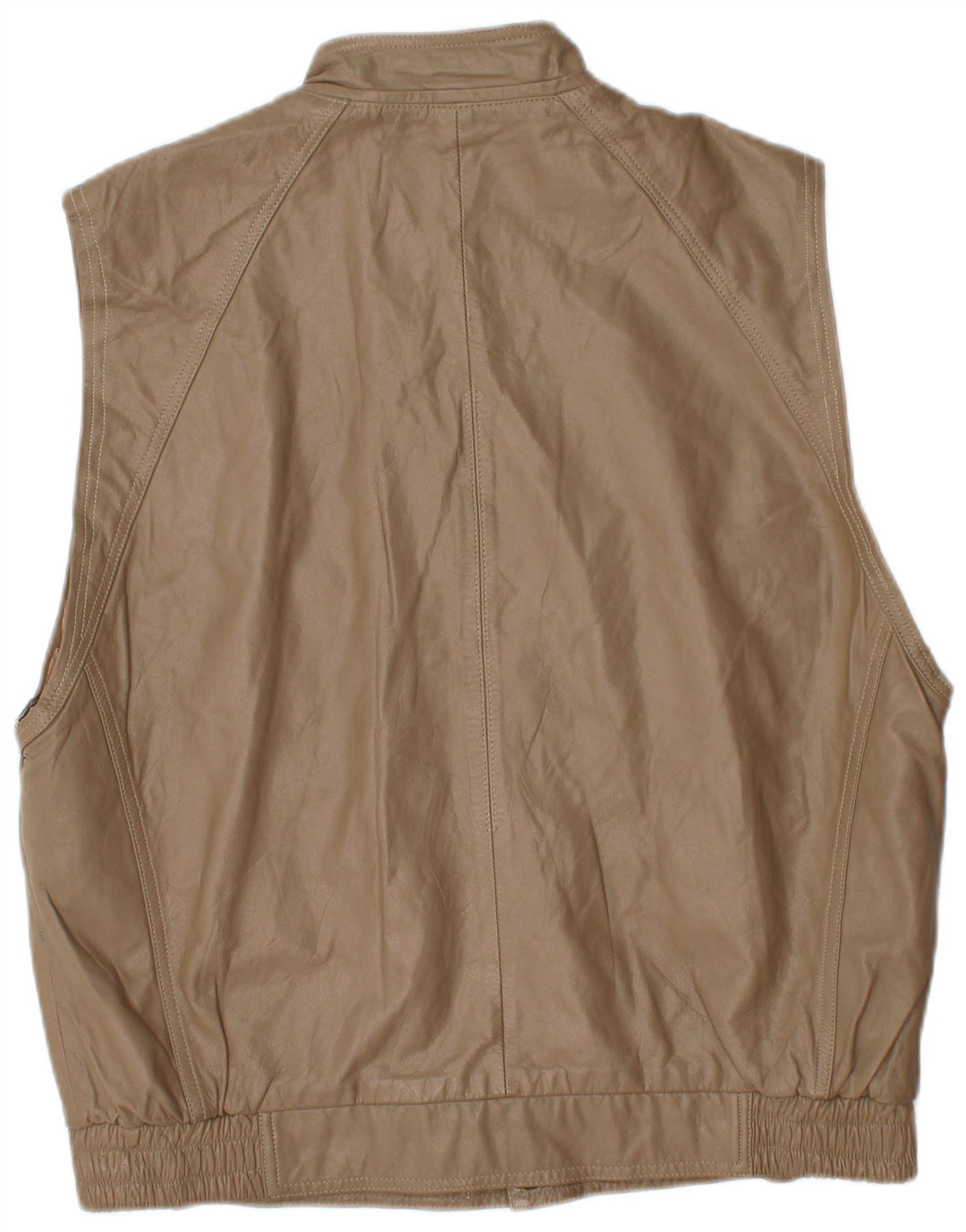 VINTAGE Herre Læder Gilet UK 40 Stor Brun