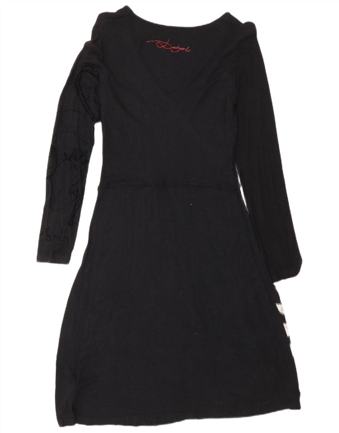 Desigual langærmet basiskjole til kvinder UK 14 Large Black Floral Viscose