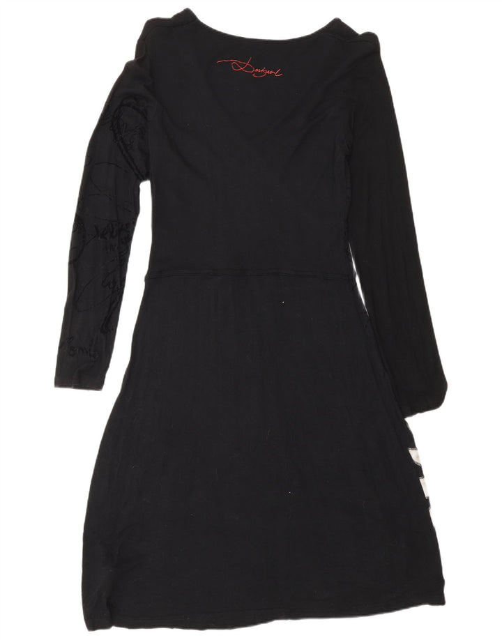 Desigual langærmet basiskjole til kvinder UK 14 Large Black Floral Viscose