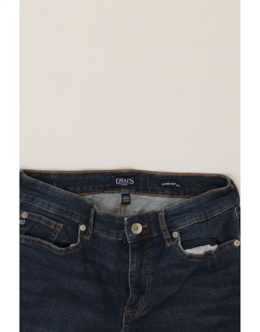 CHAPS Womens Mid Rise Cropped Jeans US 10 Large W30 L25 Blue Cotton Vintage Chaps and Second-Hand Chaps from Messina Hembry 