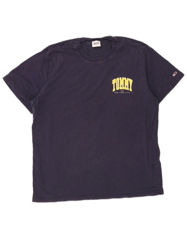 TOMMY HILFIGER Herre grafisk T-shirt top XL marineblå bomuld