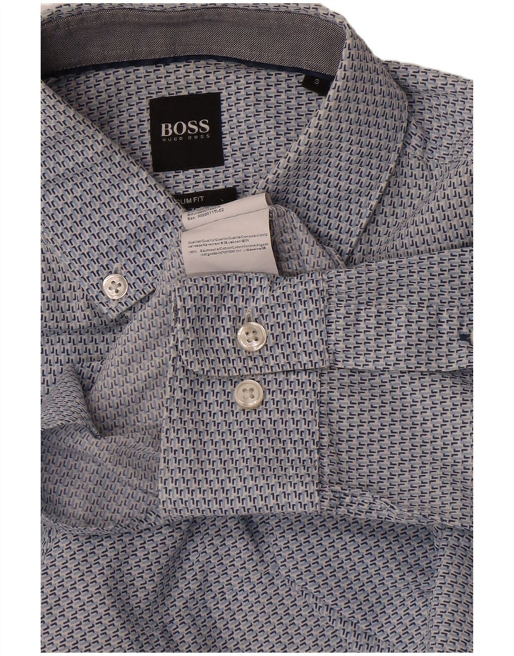 Hugo Boss Herre abstrakt mønster Slim Fit skjorte lille blå bomuld