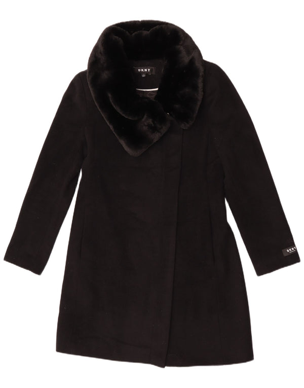 Dkny Dame Overfrakke UK 10 Lille Sort Uld