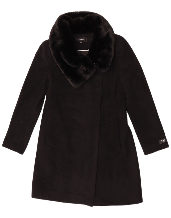 Dkny Dame Overfrakke UK 10 Lille Sort Uld