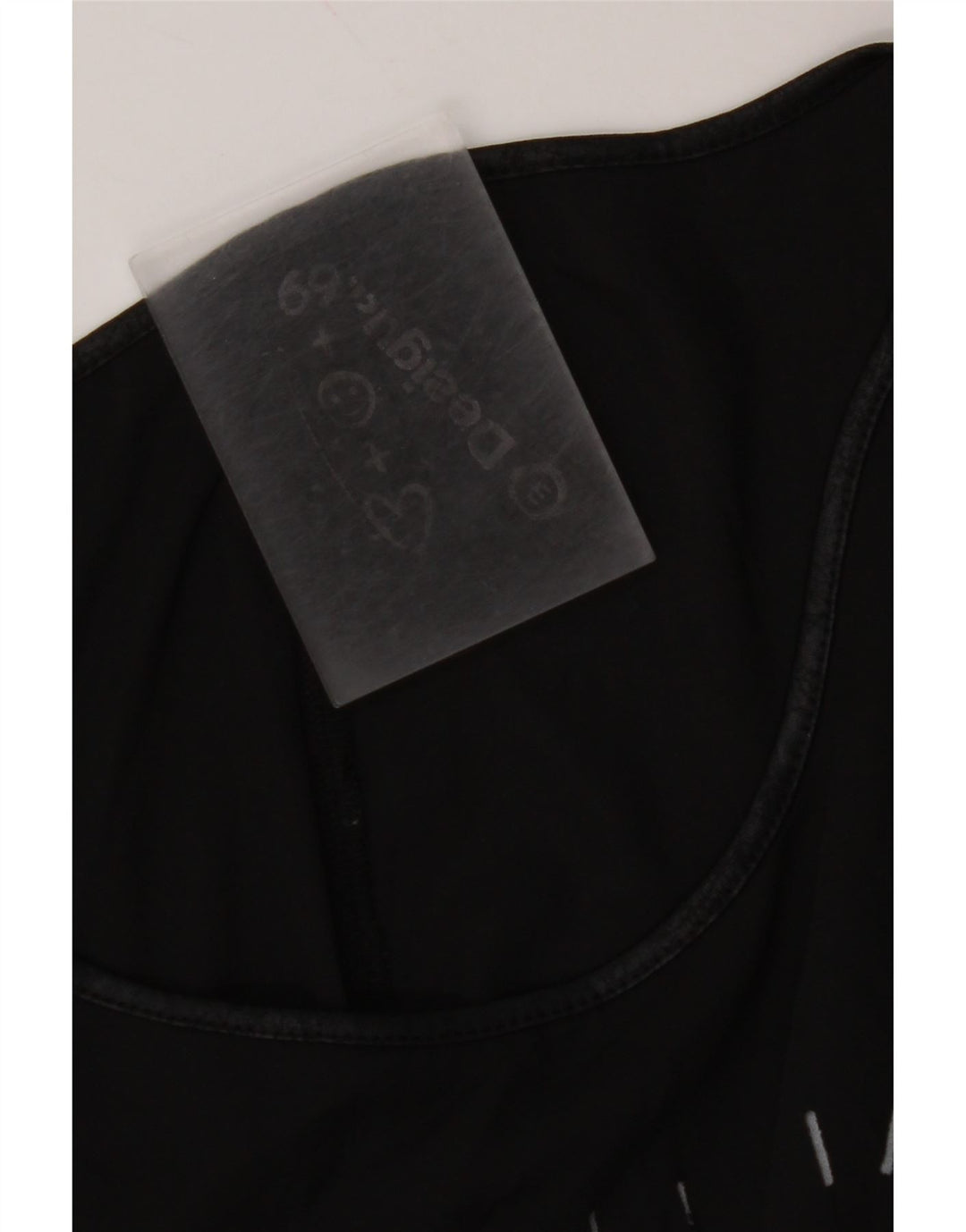 DESIGUAL Dame Grafisk Bluse Top UK 14 Medium Sort